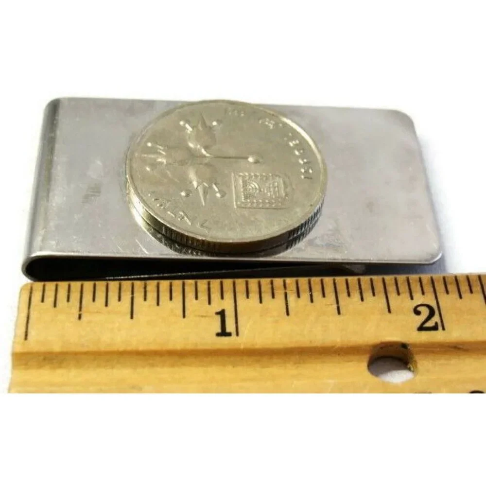 Israel Coin Money Clip Stainless Steel Wallet Cash ID Holder Silver